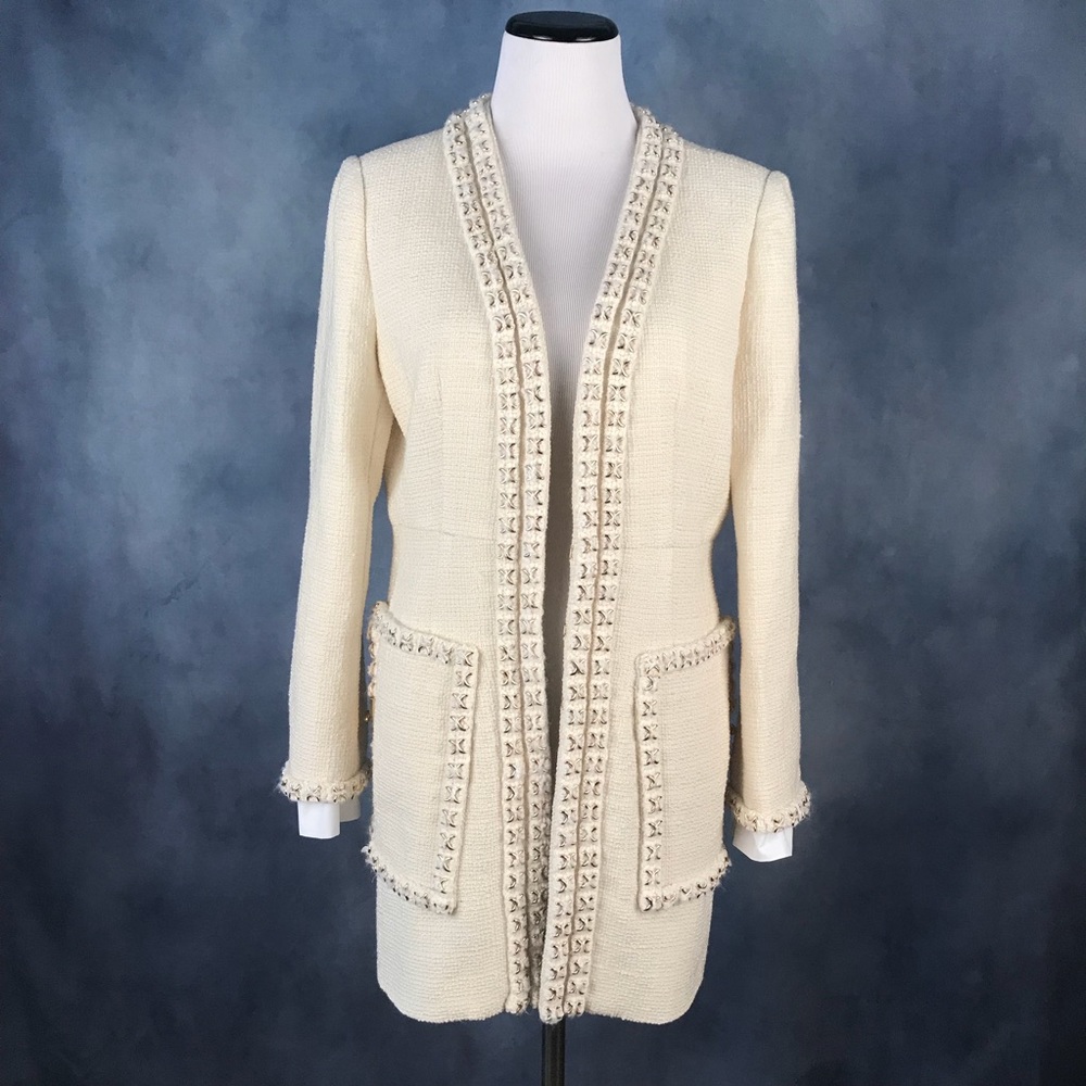 White long tweed jacket size 38/S